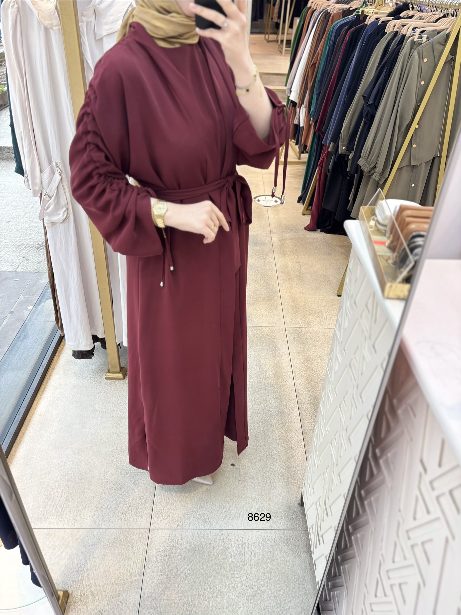 8629 Belden Bağlamalı Elbise - Görsel 8