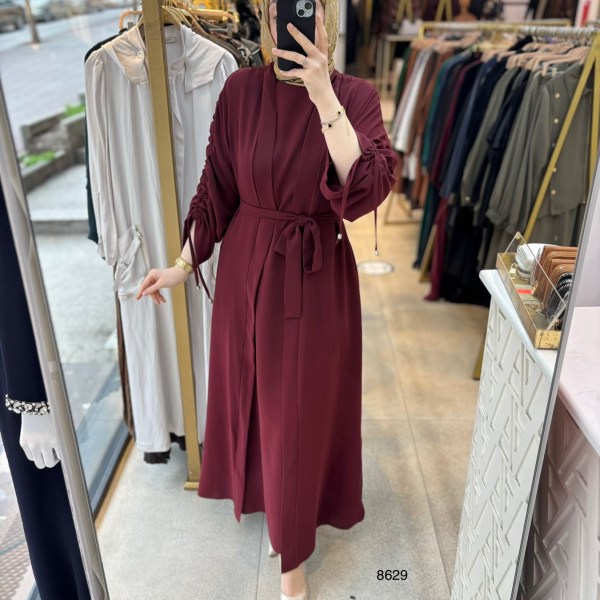 8629 Belden Bağlamalı Elbise - Görsel 10