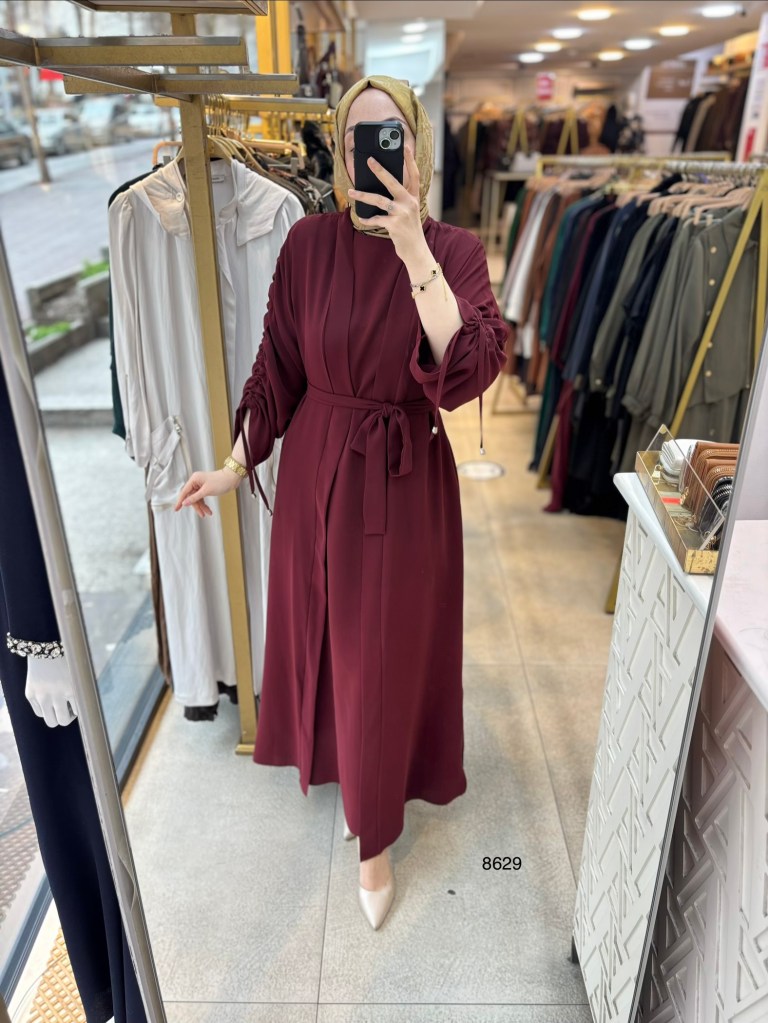 8629 Belden Bağlamalı Elbise