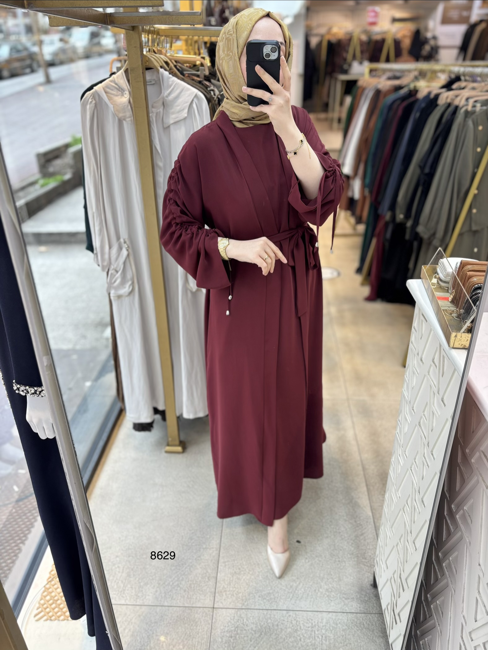 8629 Belden Bağlamalı Elbise - Görsel 14