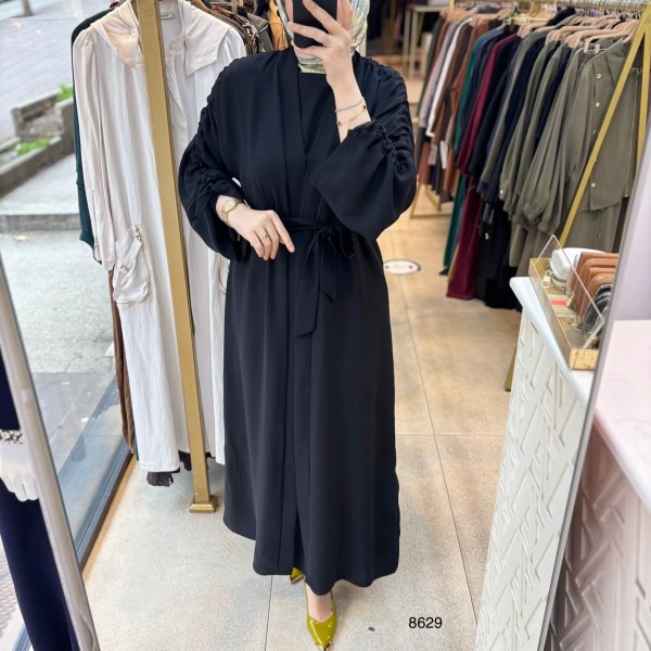 8629 Belden Bağlamalı Elbise - Görsel 7