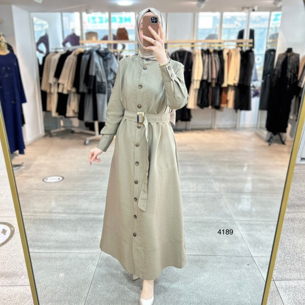 4189 Düğmeli Boydan Elbise - Görsel 10