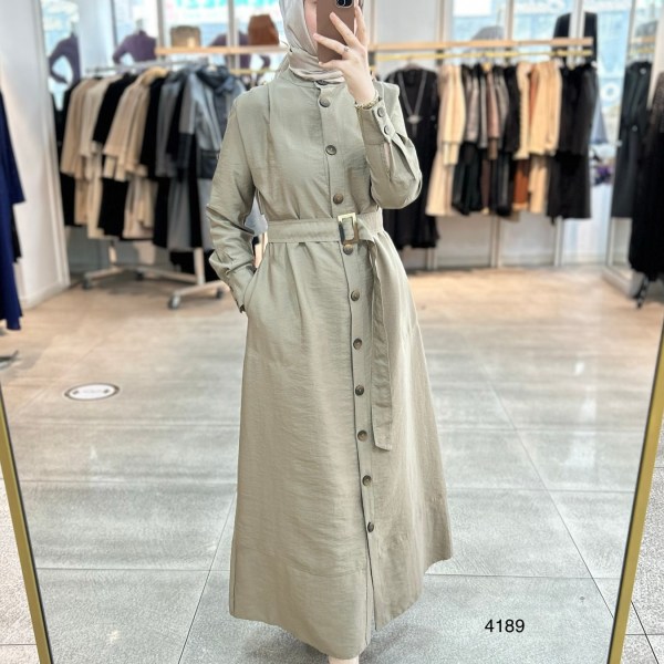 4189 Düğmeli Boydan Elbise - Görsel 11