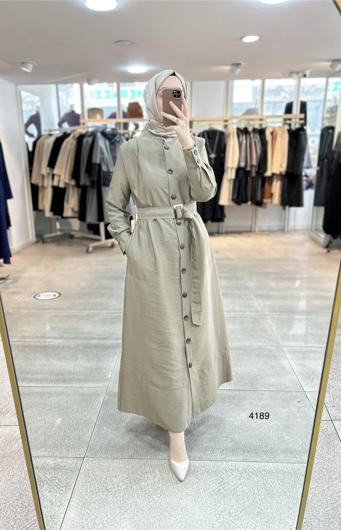 4189 Düğmeli Boydan Elbise - Görsel 11