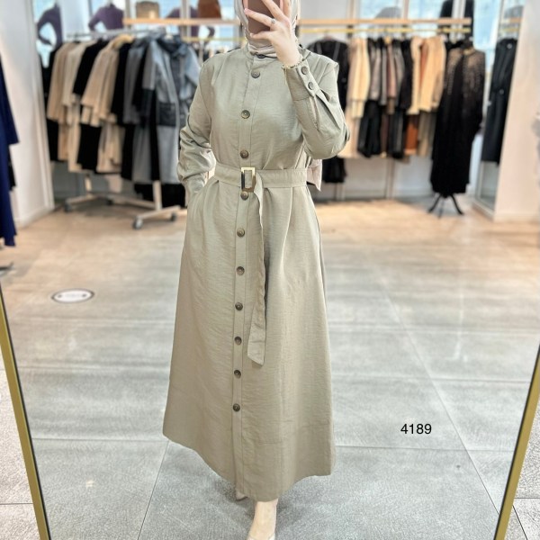 4189 Düğmeli Boydan Elbise - Görsel 12