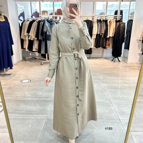 4189 Düğmeli Boydan Elbise - Görsel 9