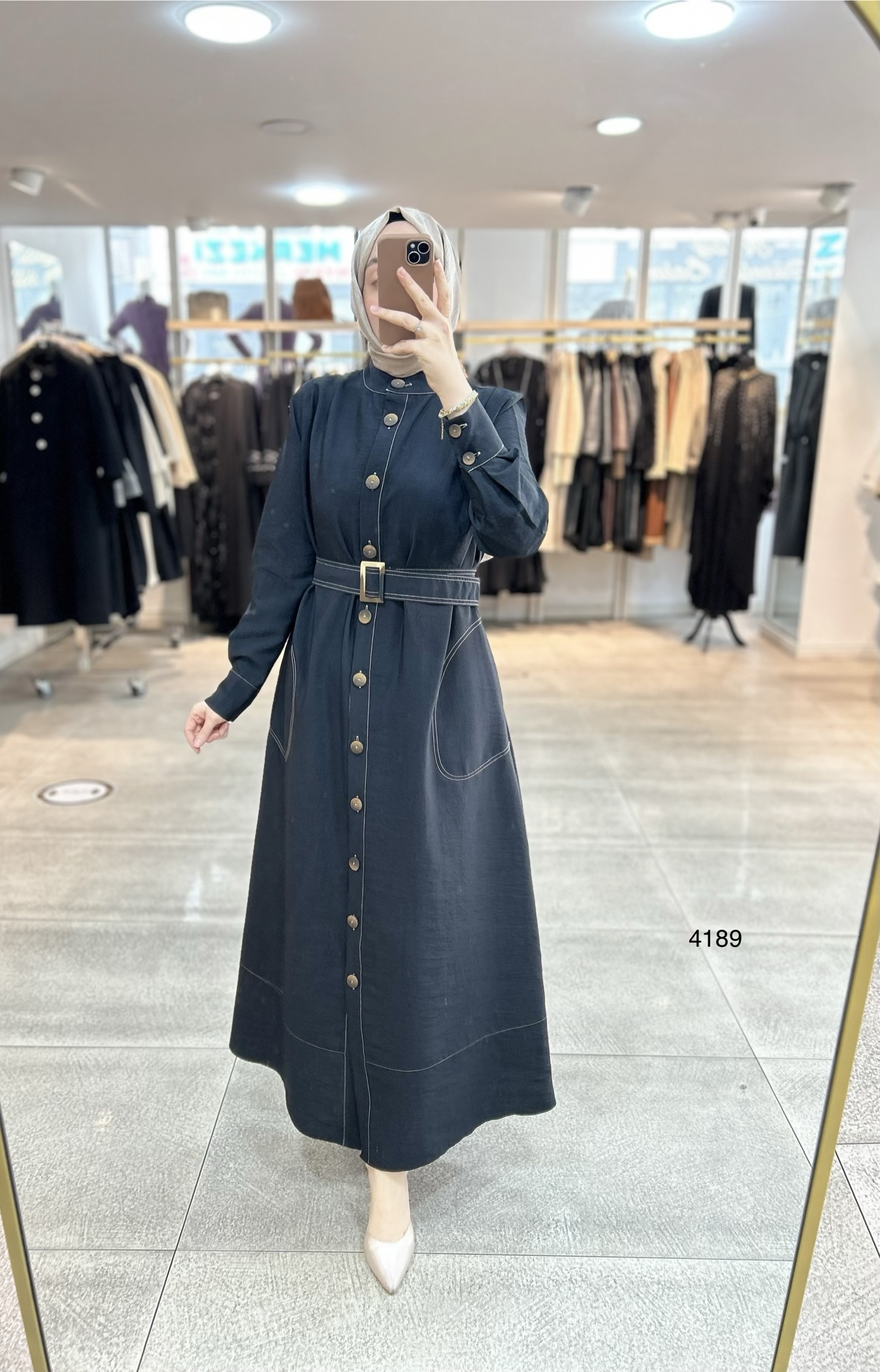 4189 Düğmeli Boydan Elbise - Görsel 2