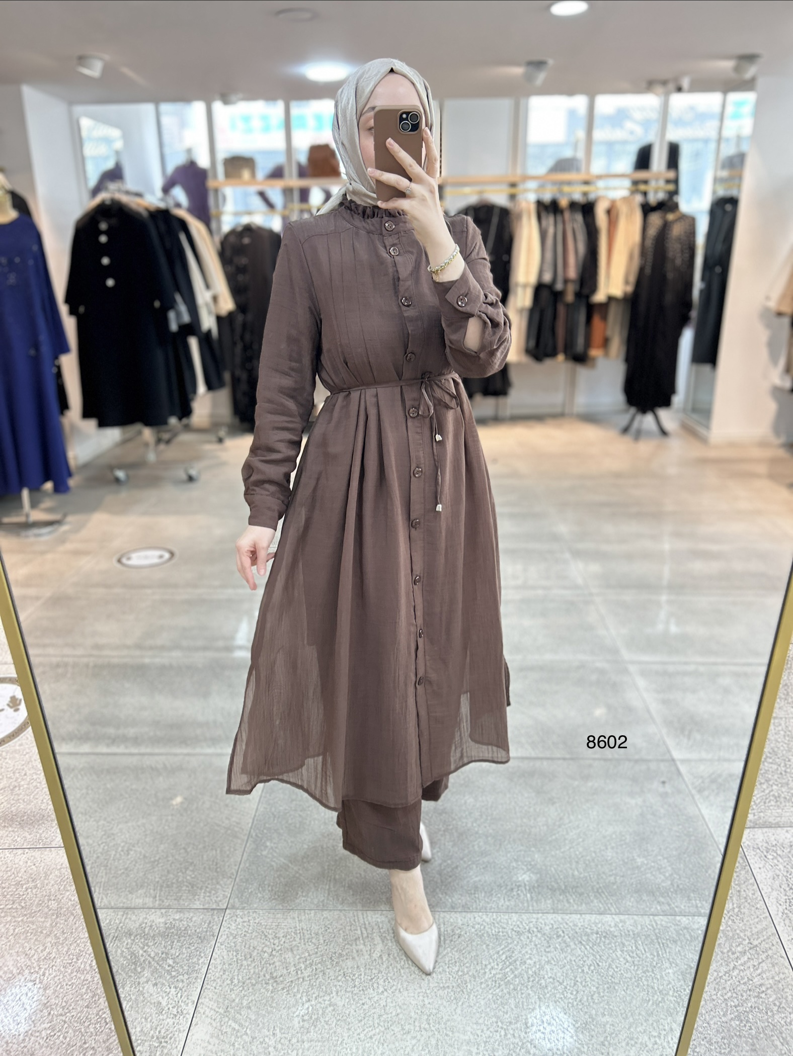 8602 Vual Kumaş Kemerli Takım - Görsel 10