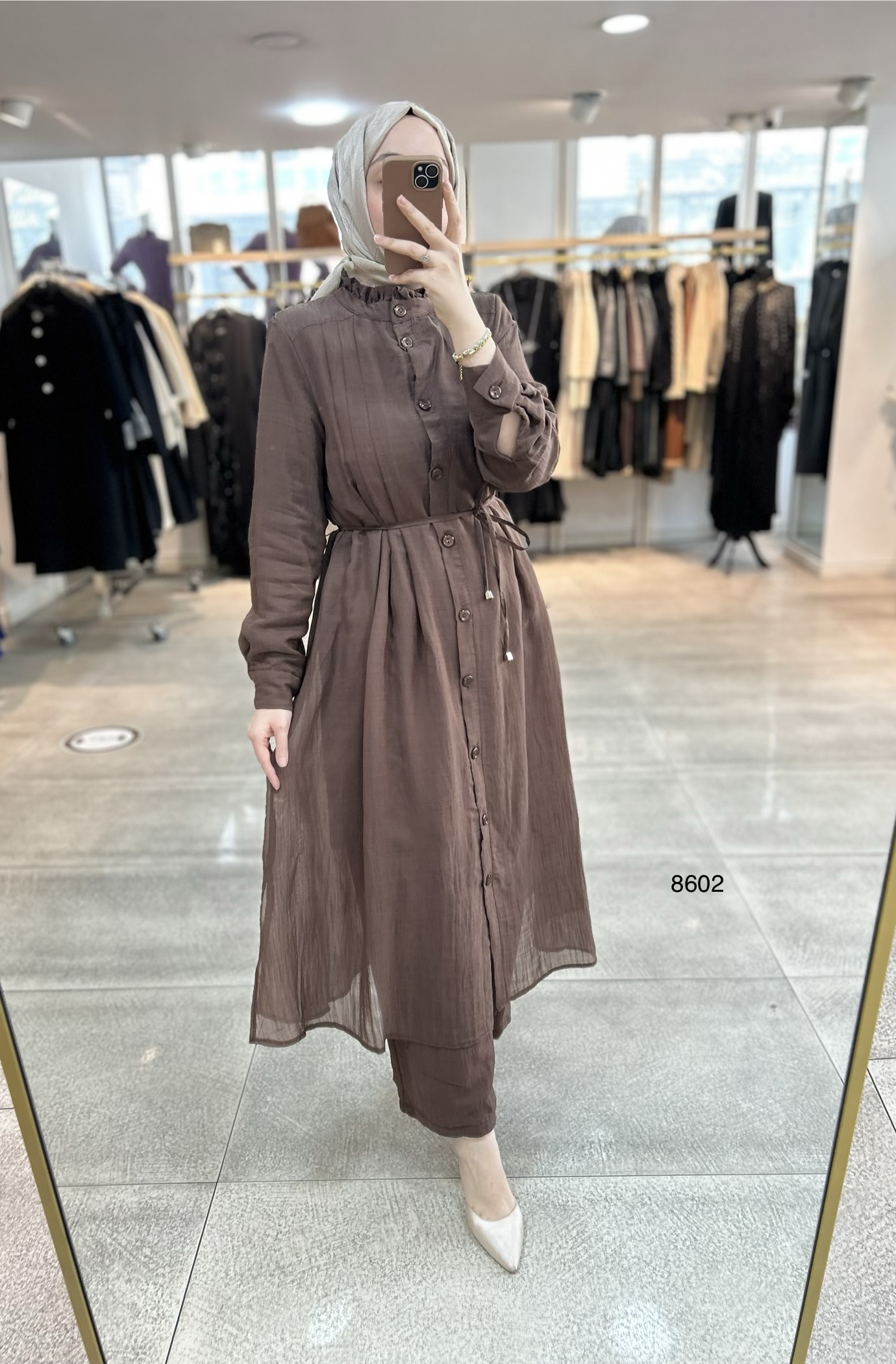 8602 Vual Kumaş Kemerli Takım - Görsel 11