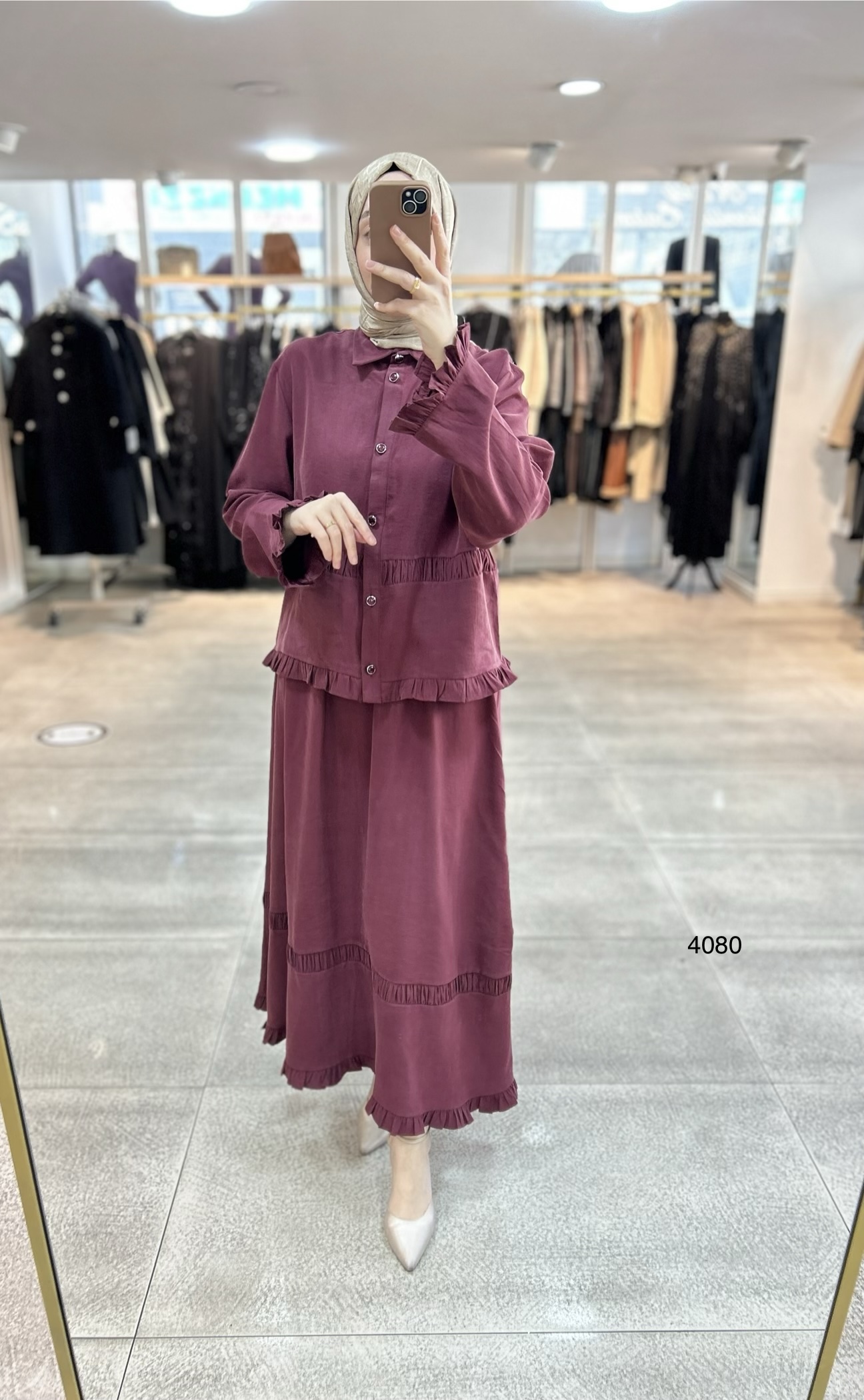 4080 Tencel Kumaş Etekli Takım - Görsel 2