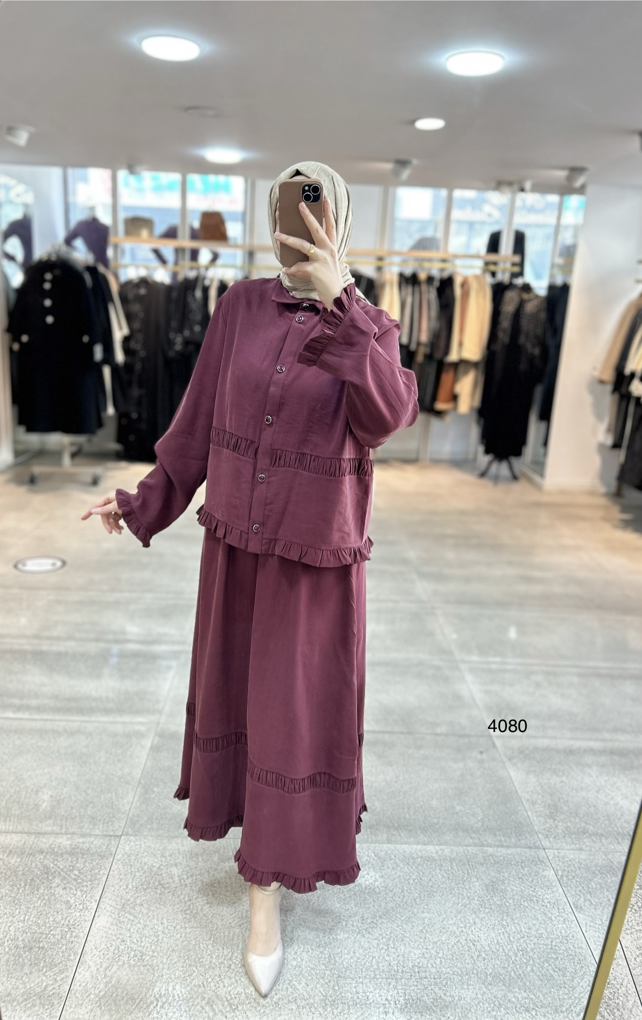4080 Tencel Kumaş Etekli Takım - Görsel 4