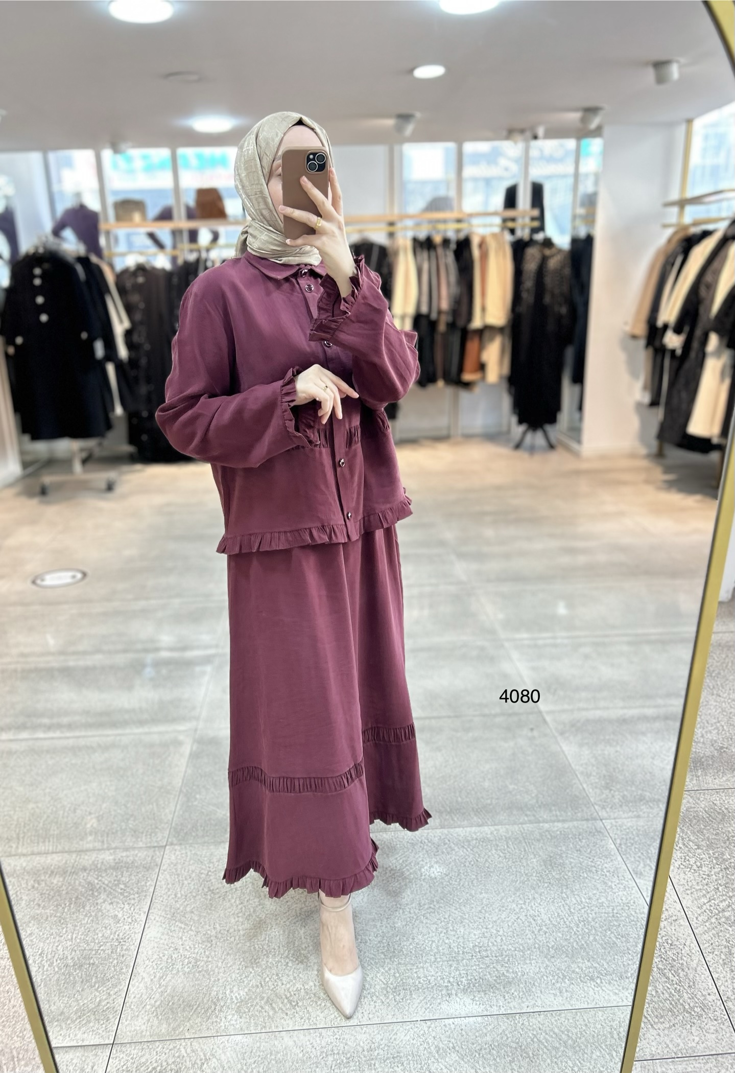 4080 Tencel Kumaş Etekli Takım - Görsel 5