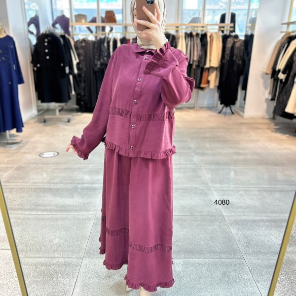 4080 Tencel Kumaş Etekli Takım - Görsel 3