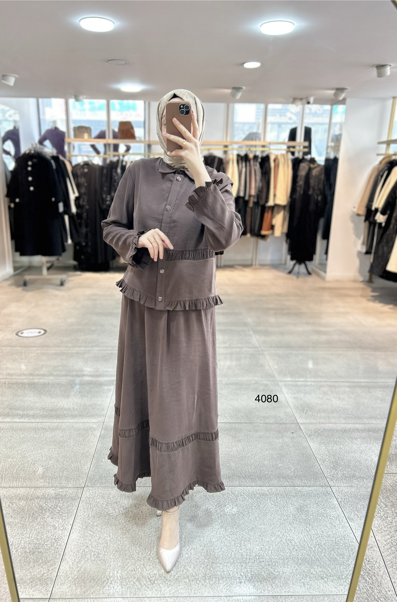 4080 Tencel Kumaş Etekli Takım - Görsel 6