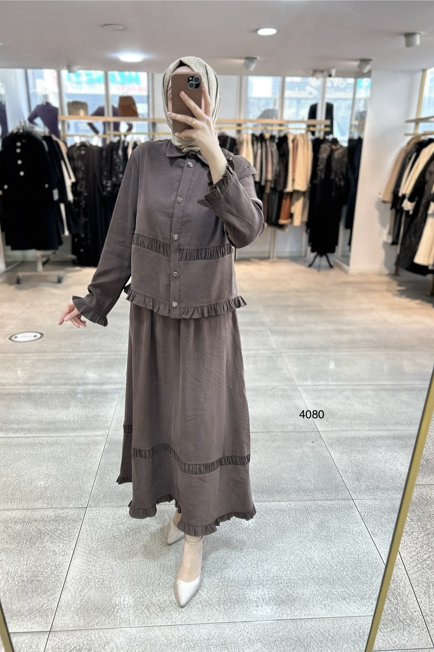 4080 Tencel Kumaş Etekli Takım - Görsel 12