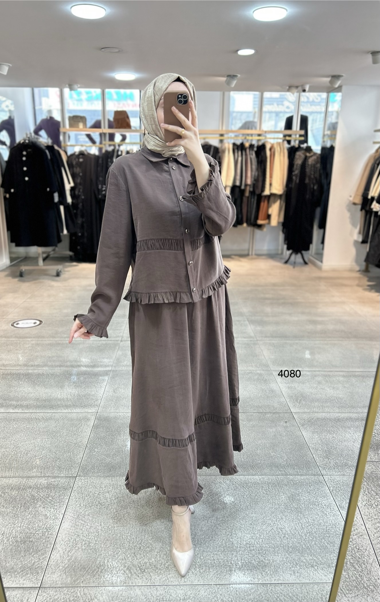 4080 Tencel Kumaş Etekli Takım - Görsel 7