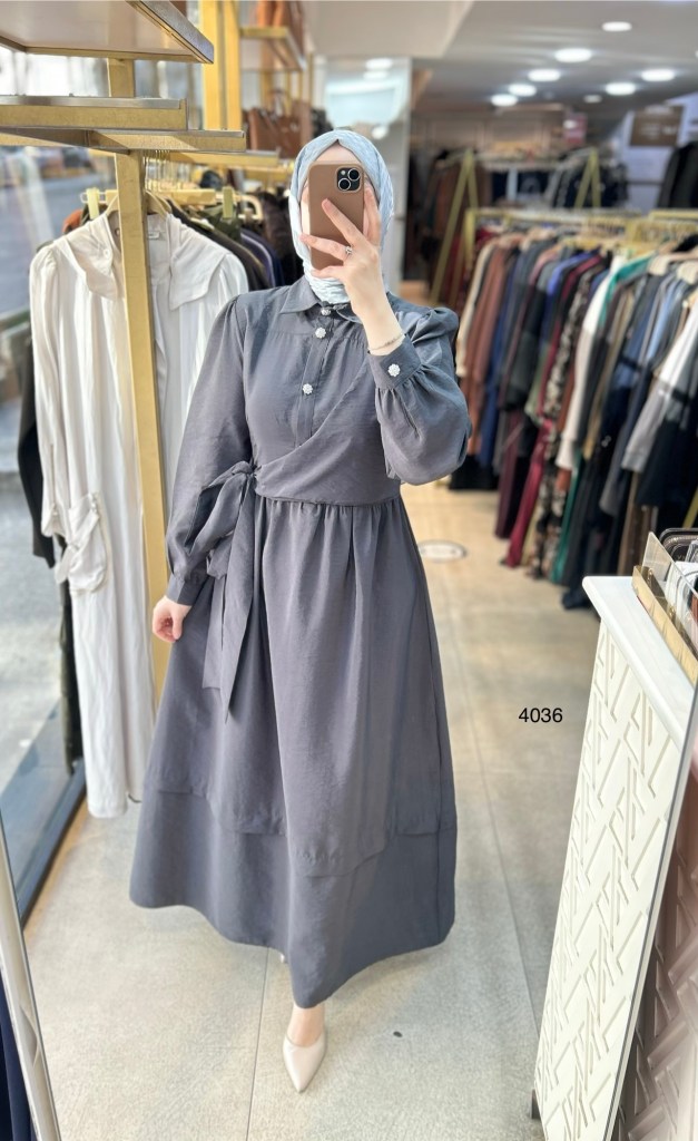 4036 Belden Bağmalı Elbise