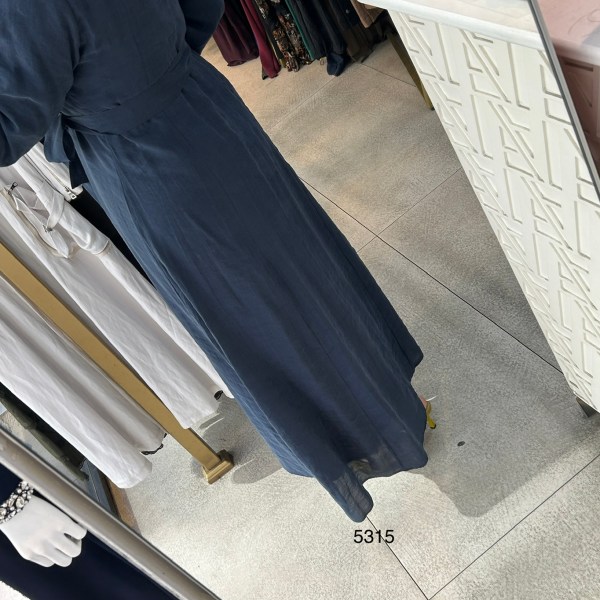 5315 Boydan Düğmeli Vual Kumaş Elbise - Görsel 5