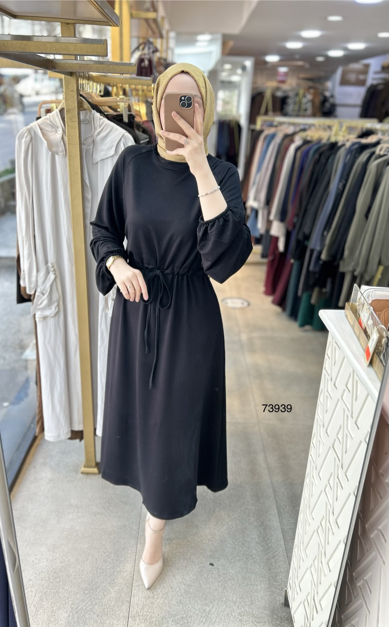73939 Belden Bağlamalı Elbise - Görsel 7