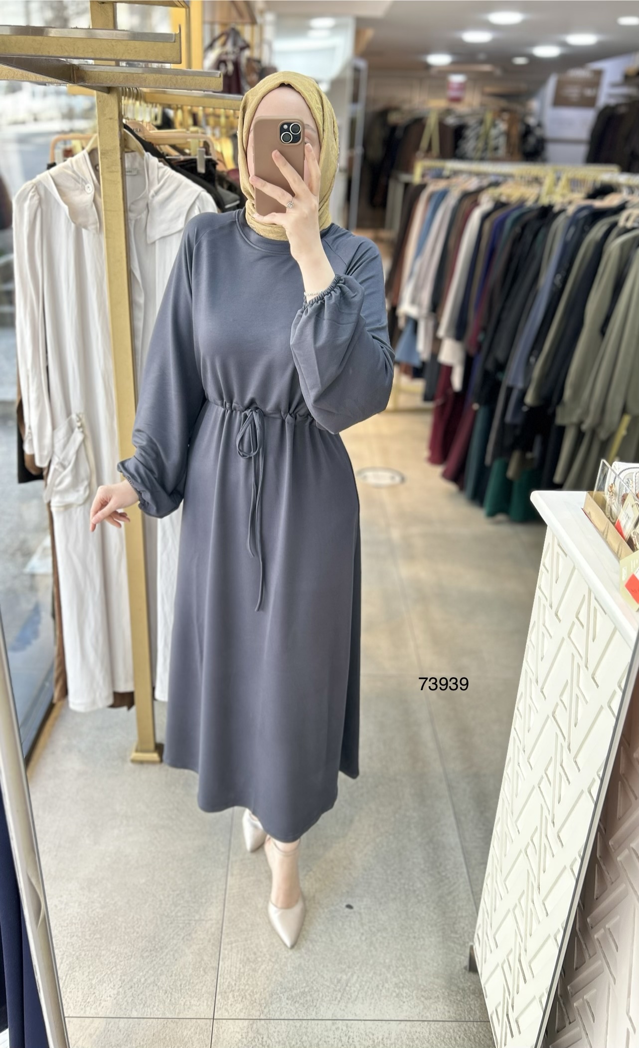 73939 Belden Bağlamalı Elbise - Görsel 3