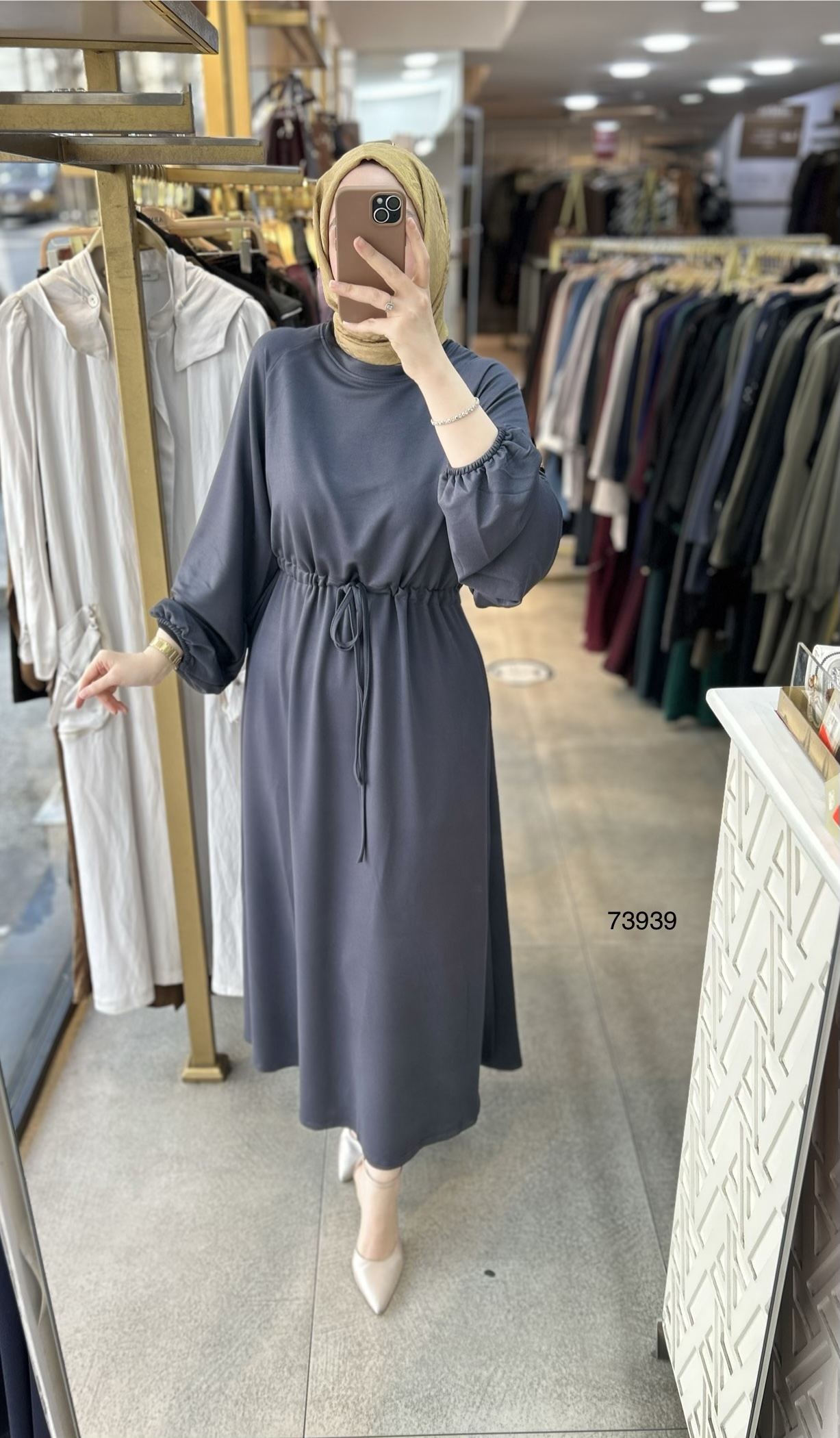 73939 Belden Bağlamalı Elbise - Görsel 2