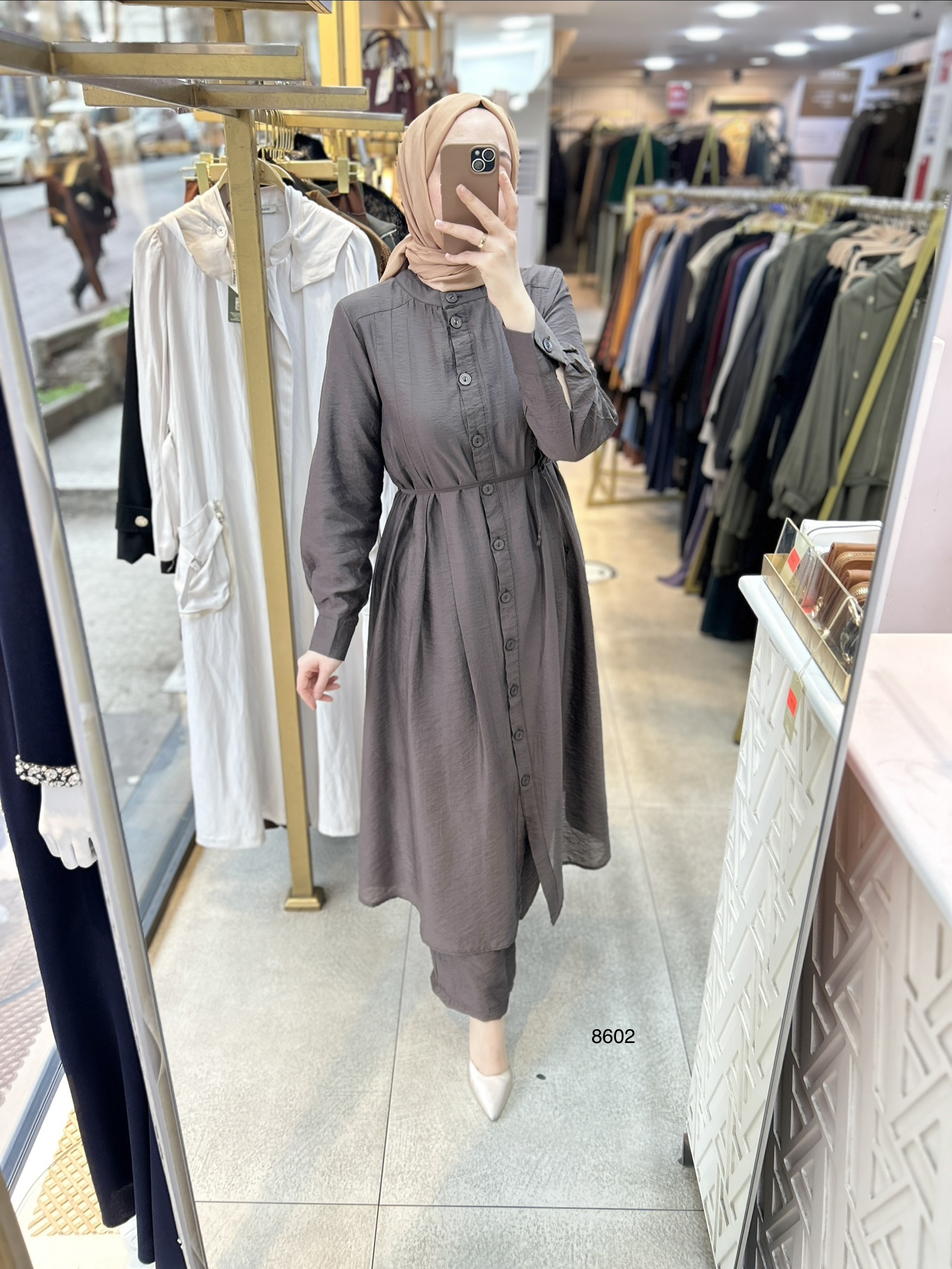8602 Vual Kumaş Kemerli Takım - Görsel 2