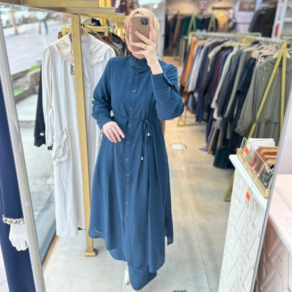 8602 Vual Kumaş Kemerli Takım - Görsel 9