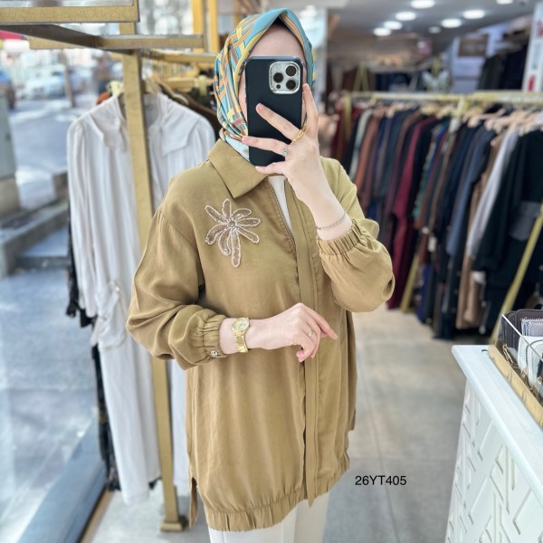 26YT405 Armine Trend Çiçekli Tunik - Görsel 15