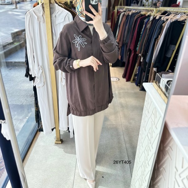 26YT405 Armine Trend Çiçekli Tunik - Görsel 12