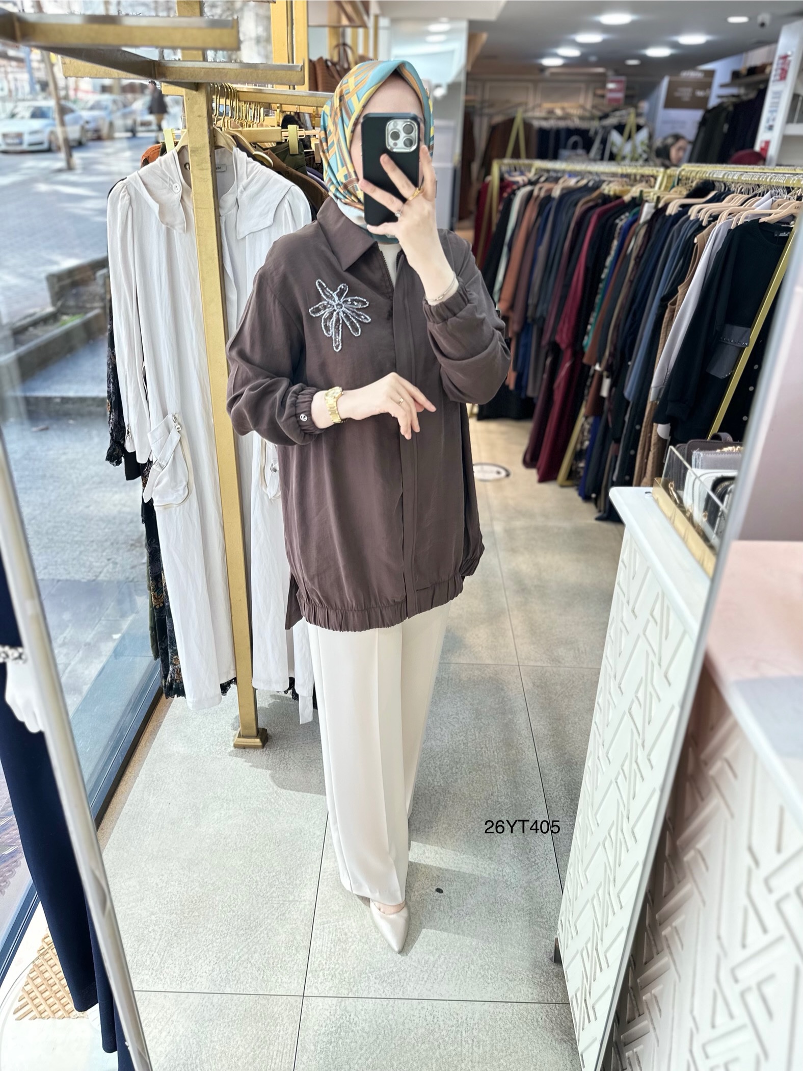 26YT405 Armine Trend Çiçekli Tunik - Görsel 12