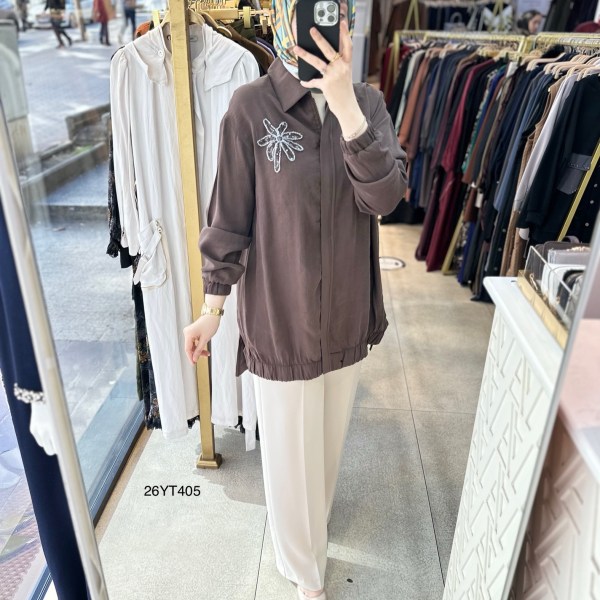 26YT405 Armine Trend Çiçekli Tunik - Görsel 21