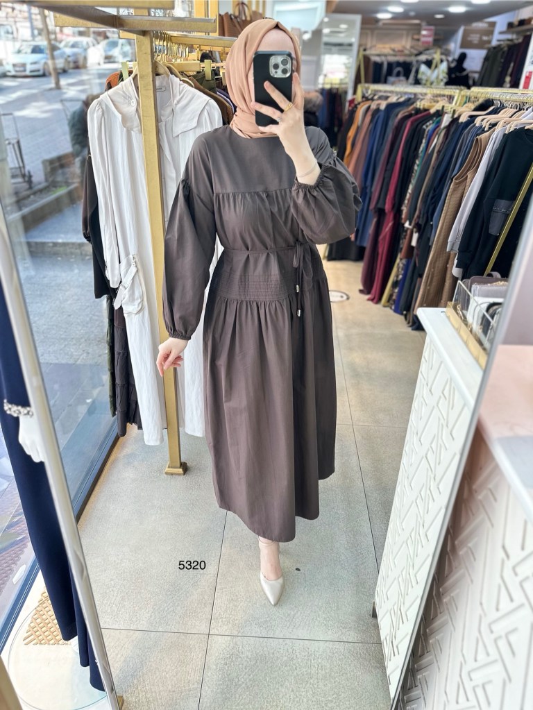 5320 Belden Bağlamalı Elbise