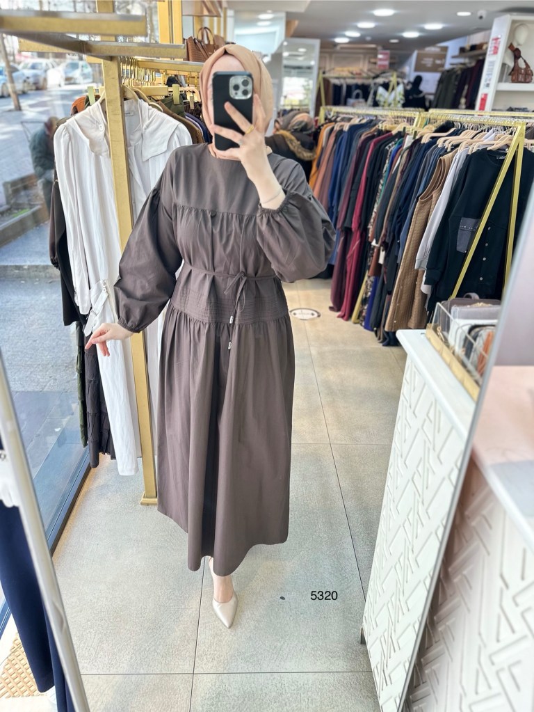 5320 Belden Bağlamalı Elbise