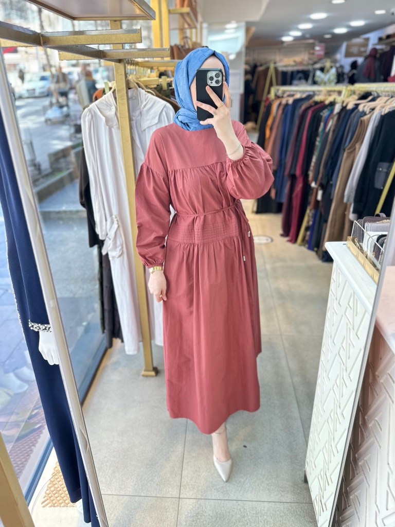 5320 Belden Bağlamalı Elbise