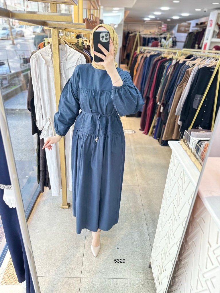 5320 Belden Bağlamalı Elbise