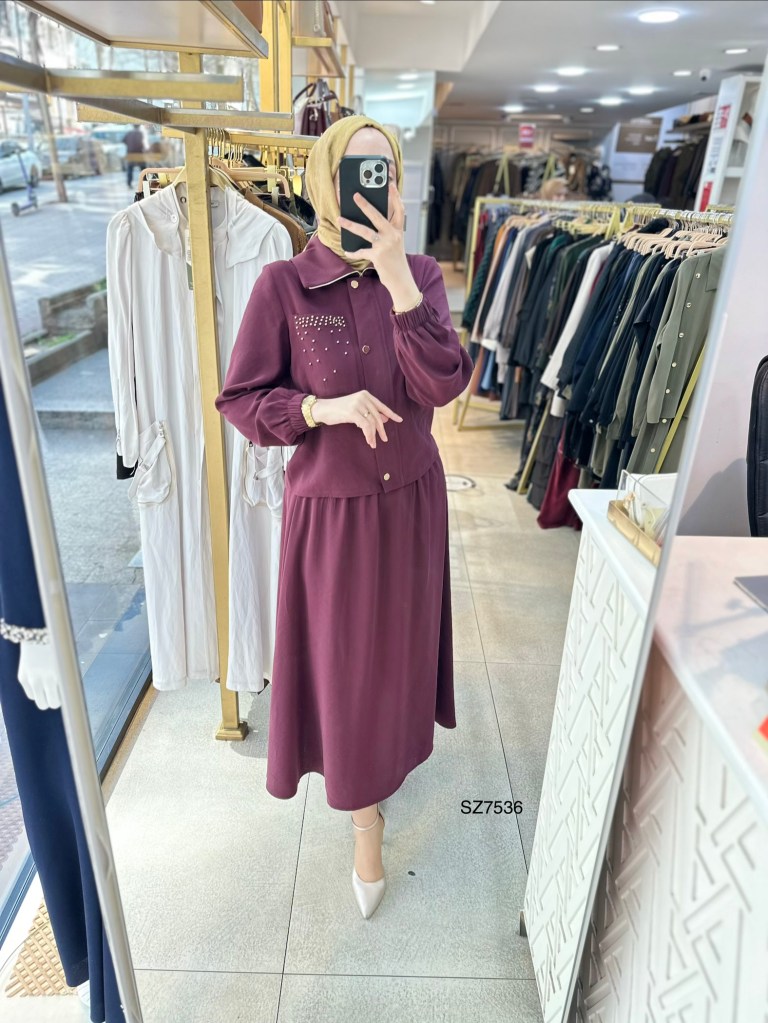 SZ7536 Taş Detaylı Etekli Takım