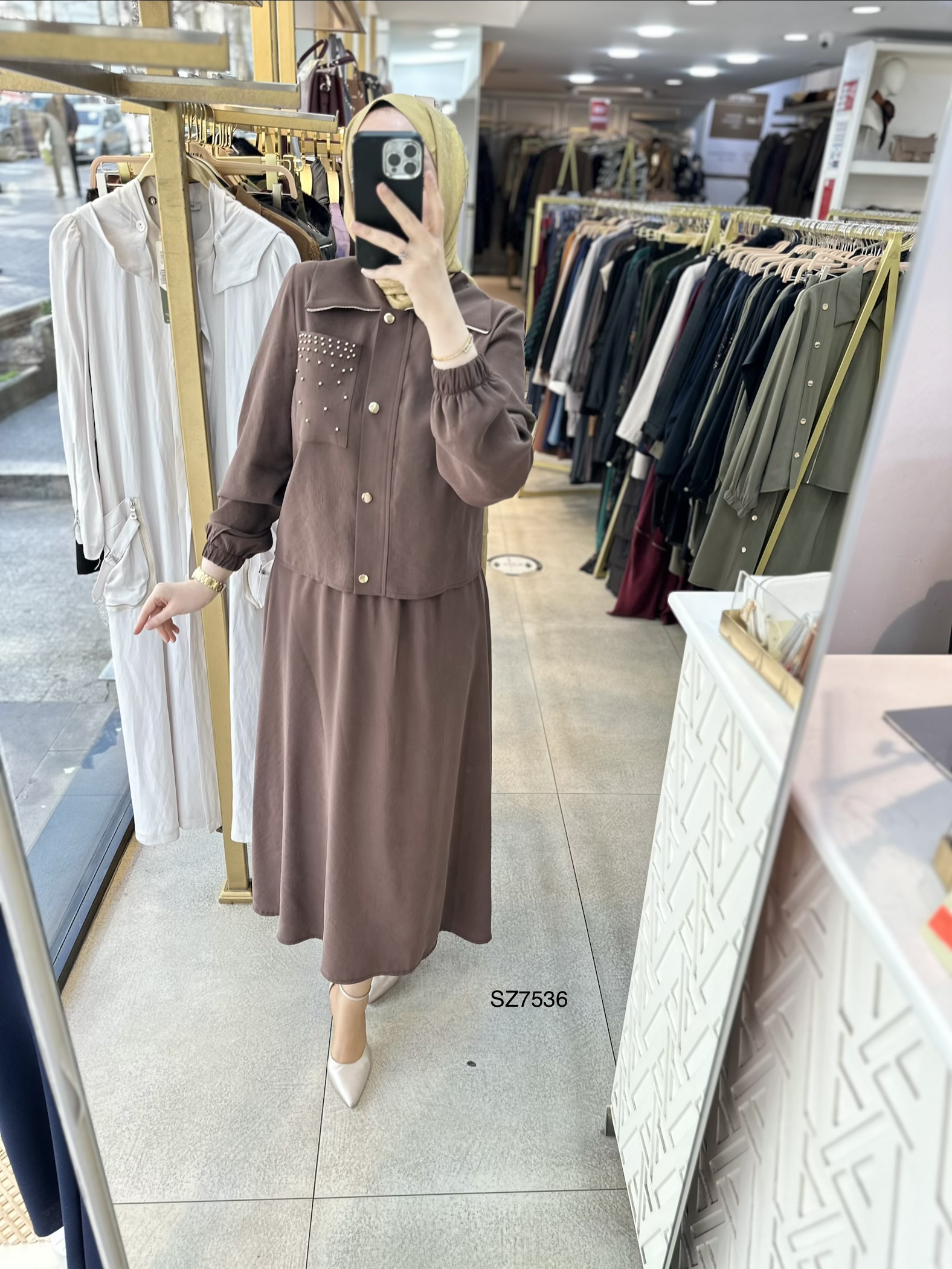 SZ7536 Taş Detaylı Etekli Takım - Görsel 1