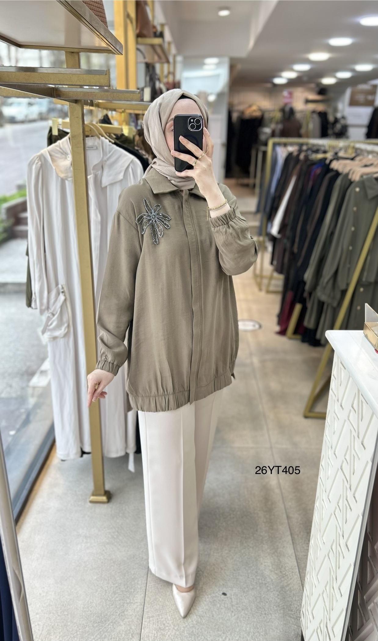 26YT405 Armine Trend Çiçekli Tunik - Görsel 4
