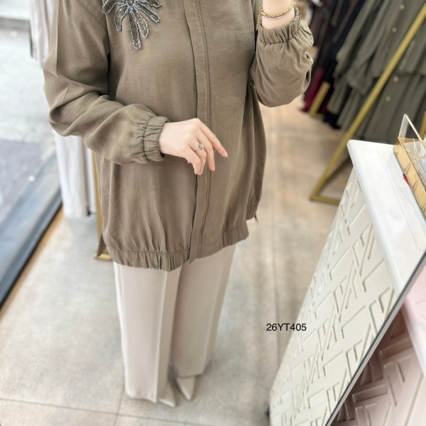 26YT405 Armine Trend Çiçekli Tunik - Görsel 2