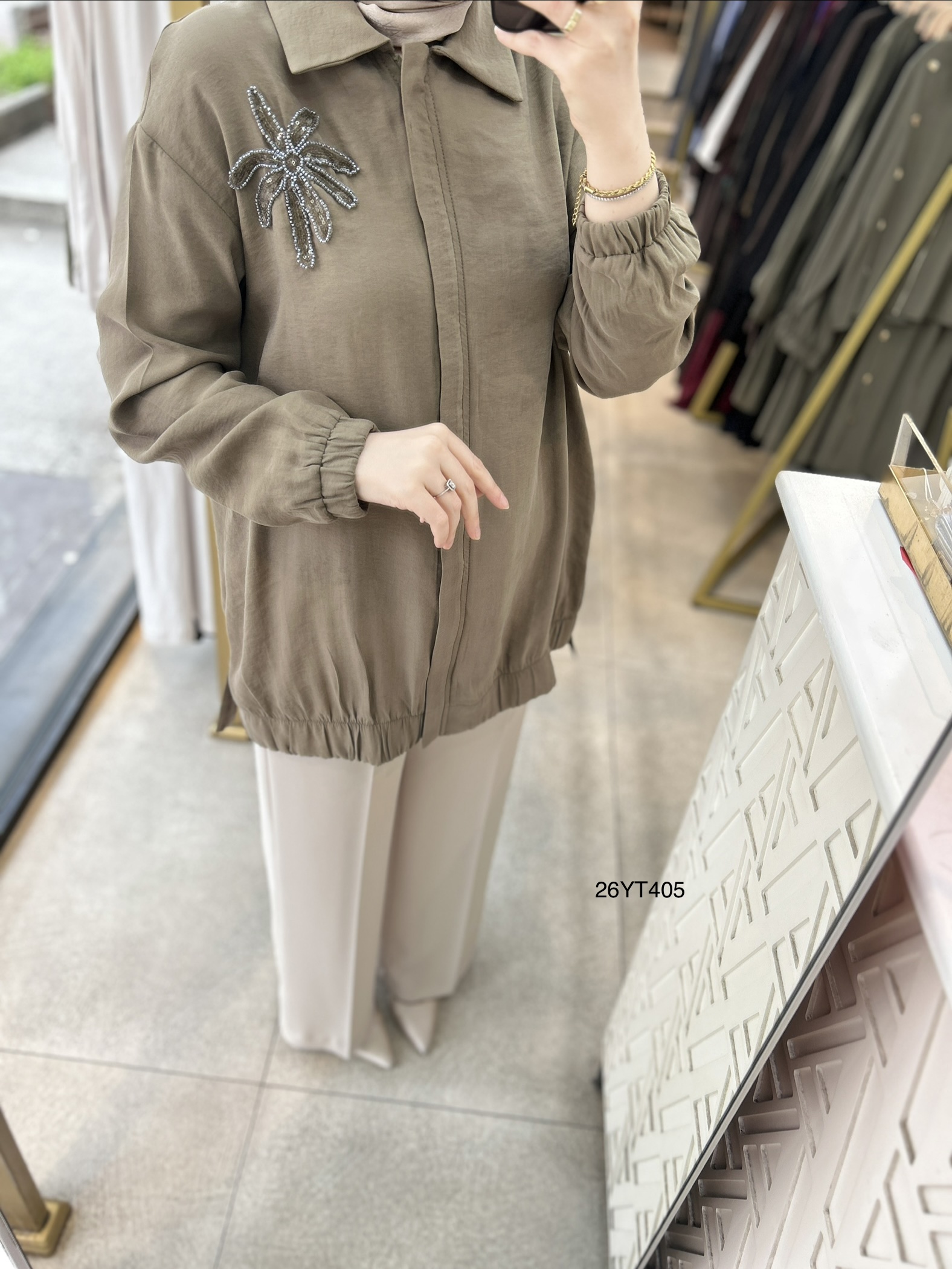26YT405 Armine Trend Çiçekli Tunik - Görsel 2