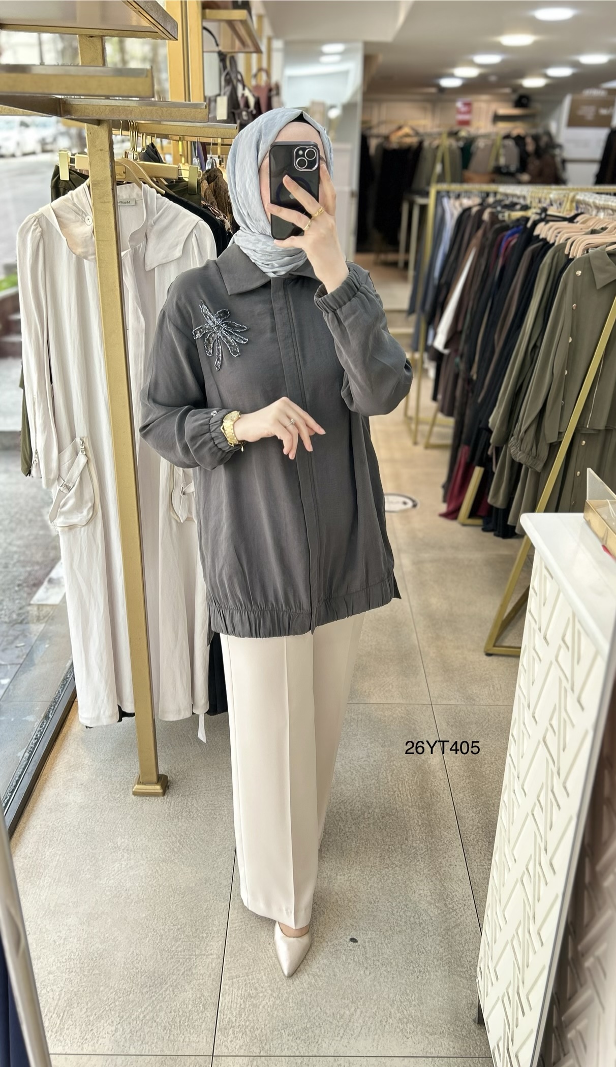 26YT405 Armine Trend Çiçekli Tunik - Görsel 8