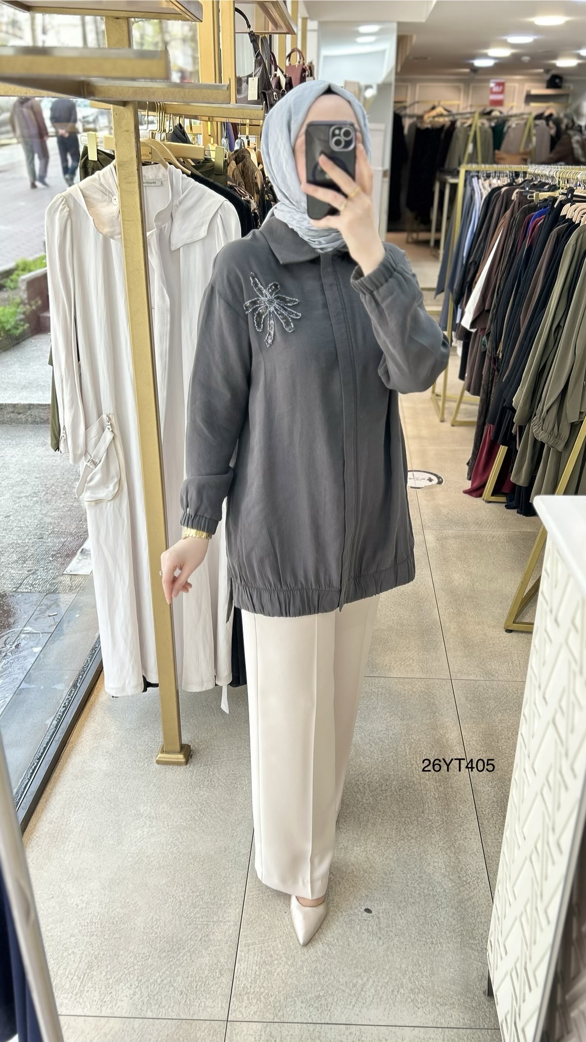 26YT405 Armine Trend Çiçekli Tunik - Görsel 6