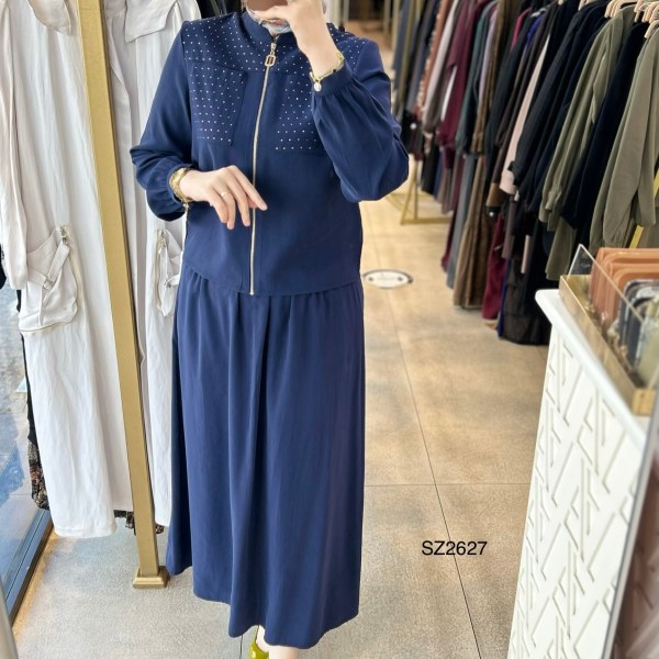 SZ2627 Selma Zaferoğlu Taşlı Fermuarlı Takım - Görsel 22