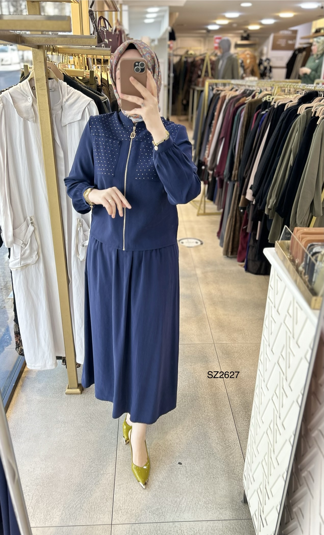 SZ2627 Selma Zaferoğlu Taşlı Fermuarlı Takım - Görsel 22