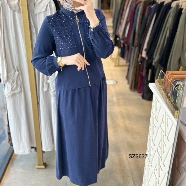 SZ2627 Selma Zaferoğlu Taşlı Fermuarlı Takım - Görsel 20