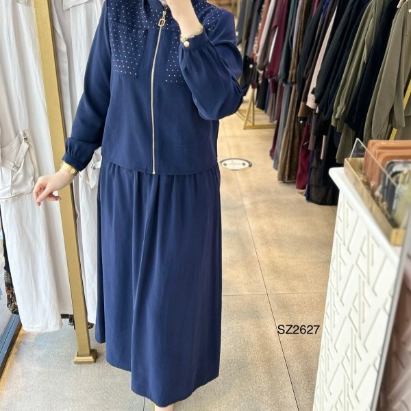 SZ2627 Selma Zaferoğlu Taşlı Fermuarlı Takım - Görsel 13