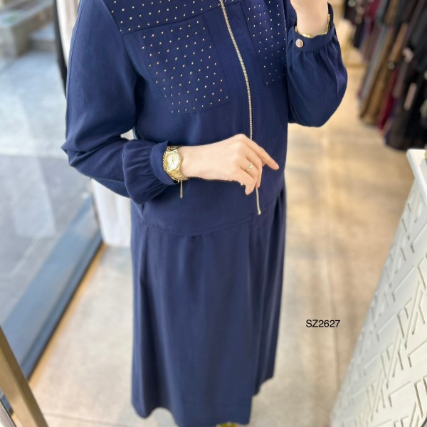 SZ2627 Selma Zaferoğlu Taşlı Fermuarlı Takım - Görsel 21