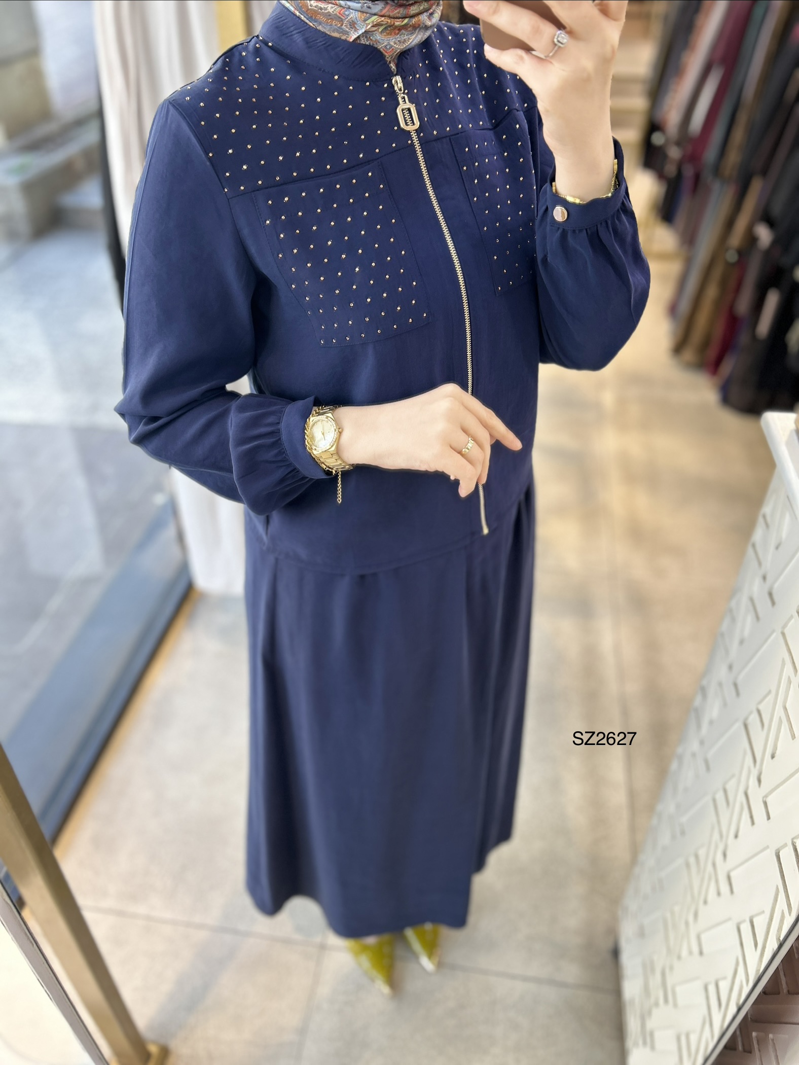 SZ2627 Selma Zaferoğlu Taşlı Fermuarlı Takım - Görsel 21