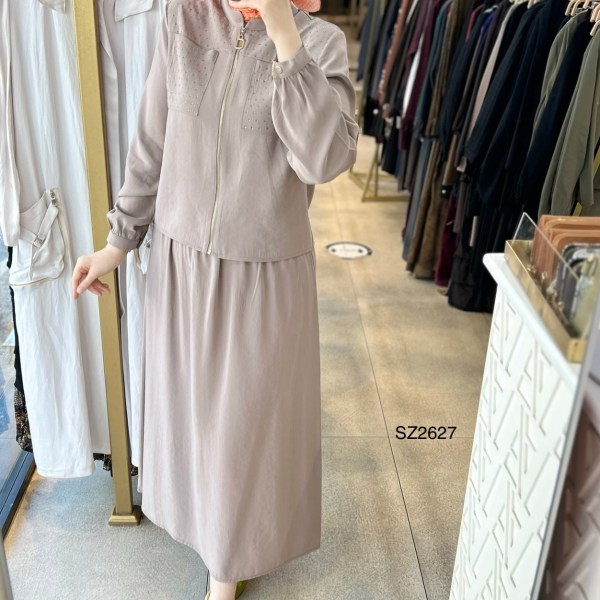 SZ2627 Selma Zaferoğlu Taşlı Fermuarlı Takım - Görsel 25