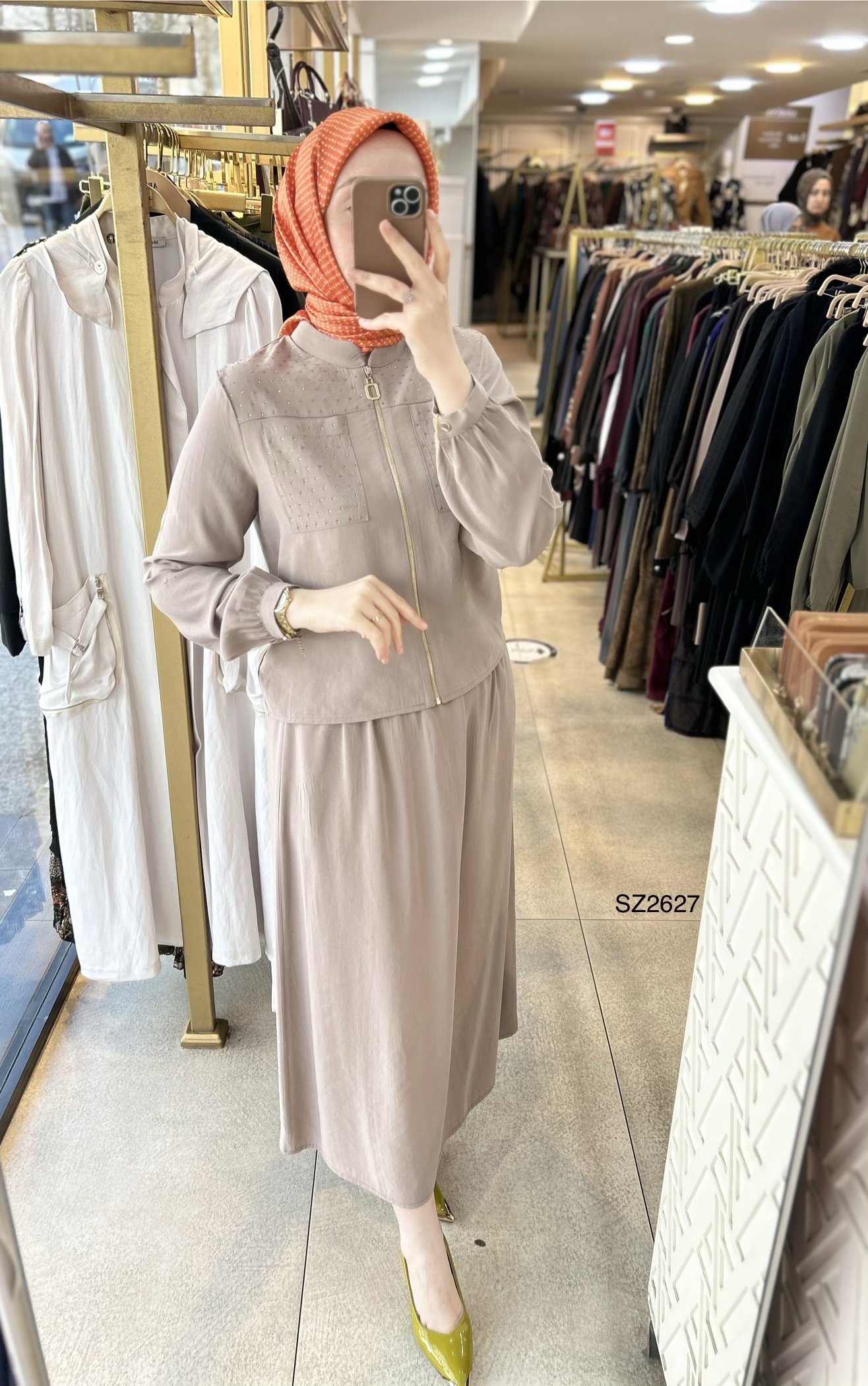 SZ2627 Selma Zaferoğlu Taşlı Fermuarlı Takım - Görsel 6